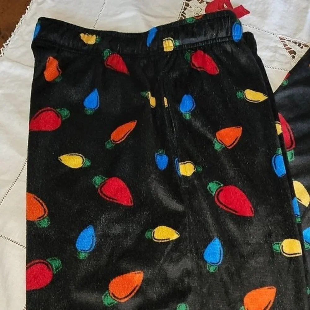 Varsity‎ Holiday Graphic Black Fleece Sz L Sleepwear Pants